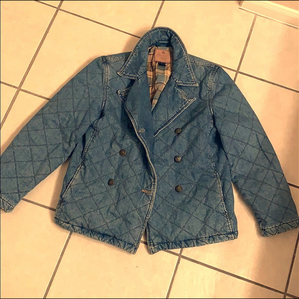 Winter Autumn Denim Pea Coat Jacket Ralph Lauren M